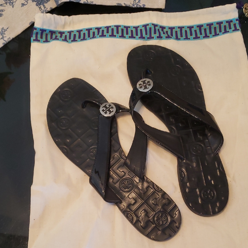 Black Tory Burch Flip Flops